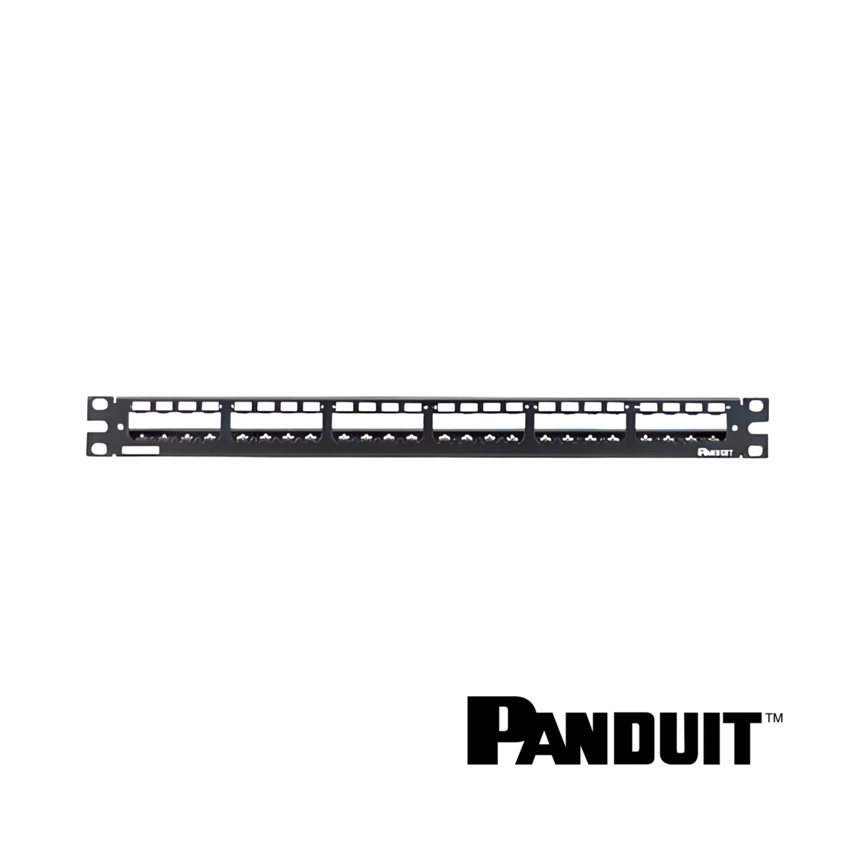 Image of PANDUIT Mini-Com® Modular 24-Port Patch Panel | Strain Relief Bar | Unloaded | 1RU (PT-CP24WSBLY)