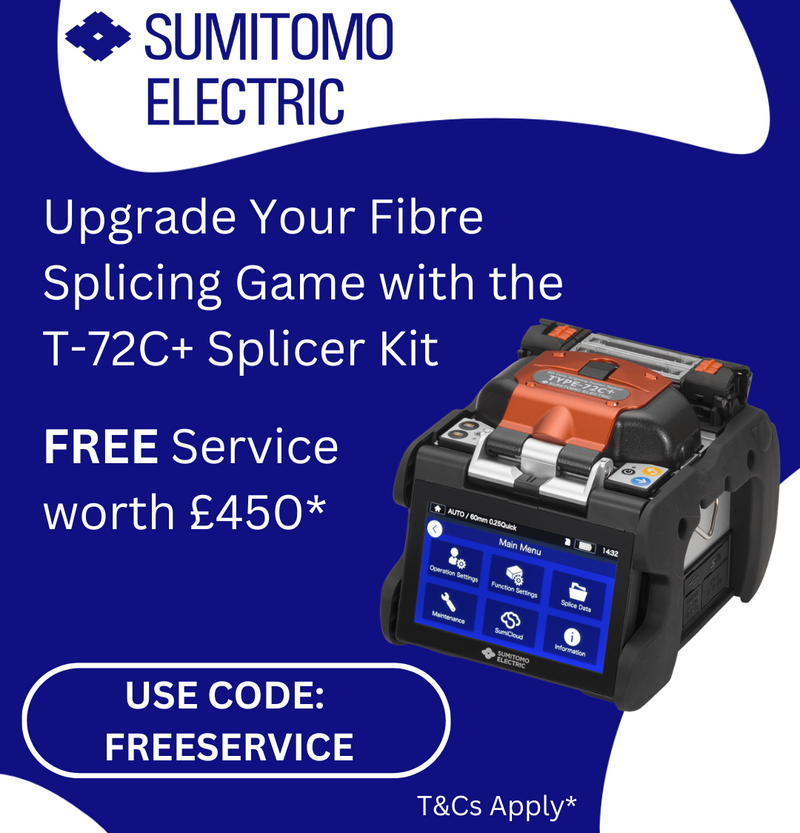 Free Sumitomo Splicer worth £450* with every purchase of a T-72C+ Splicer Kit