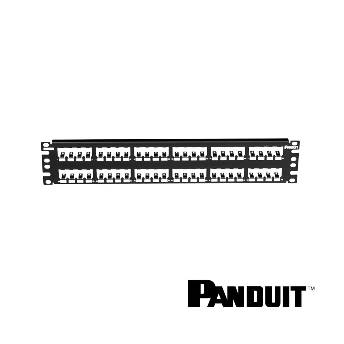 Image of PANDUIT Mini-Com® All Metal Modular 48-Port Patch Panel | 2RU (PT-CP48BLY)