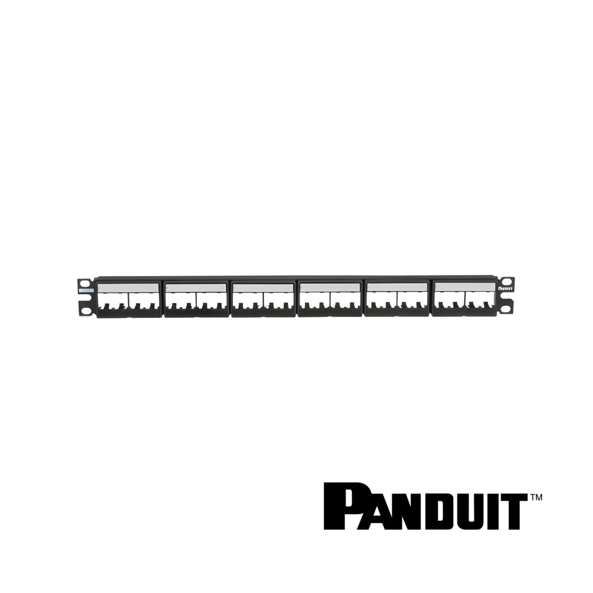 Image of PANDUIT Mini-Com® Modular 24-Port Patch Panel | Unloaded | 1RU + Label (PT-CPPL24WBLY)