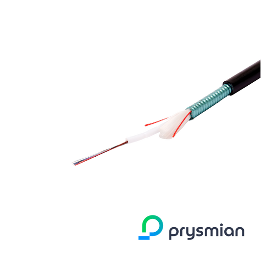 Image of Prysmian Singlemode OS2 G657a1 Loose Tube Fibre Cable CST Armour, B2ca, Int/Ext (9-12-LT-CST-IX-B2CA-BK-DK)
