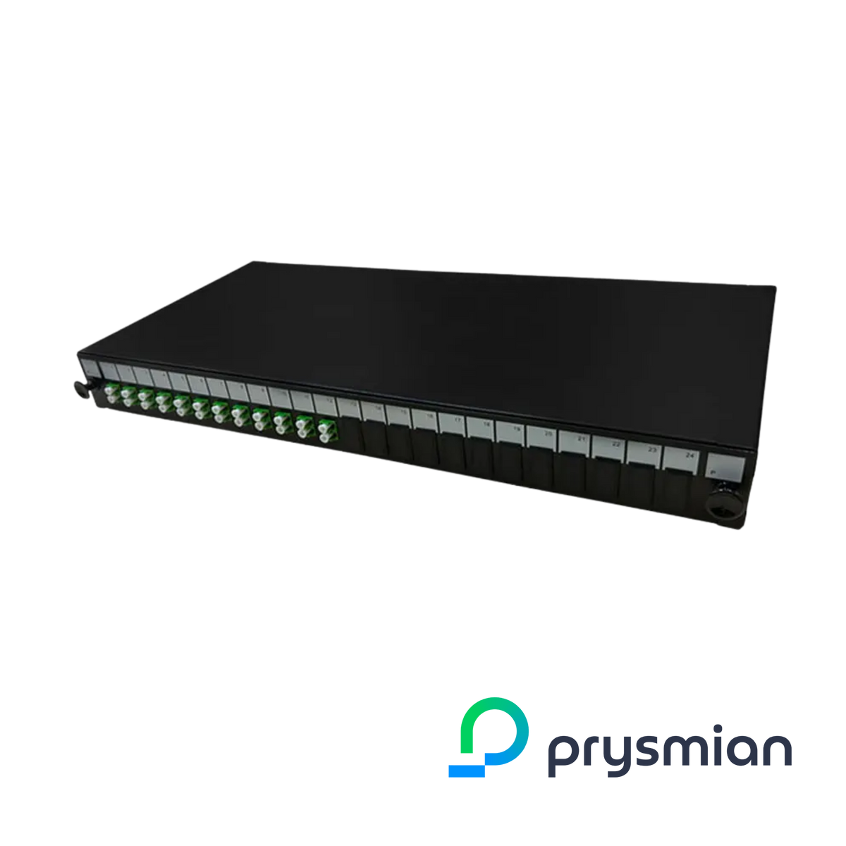 Image of PRYSMIAN Fibre LC Panel | Multi Mode | 24 Way | 1U | 12 x Duplex Beige Adaptors | 1 x 24F Splice Cassette (YPPBP03292)